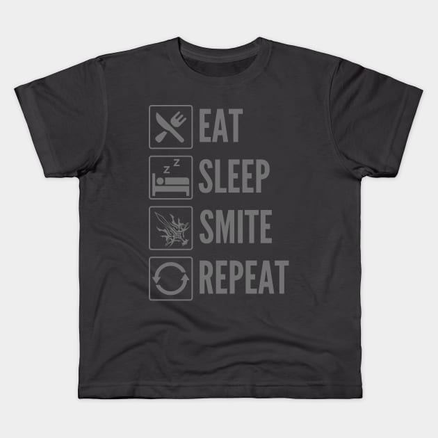 "Eat, Sleep, Smite, Repeat" Paladin Print Kids T-Shirt by DungeonDesigns